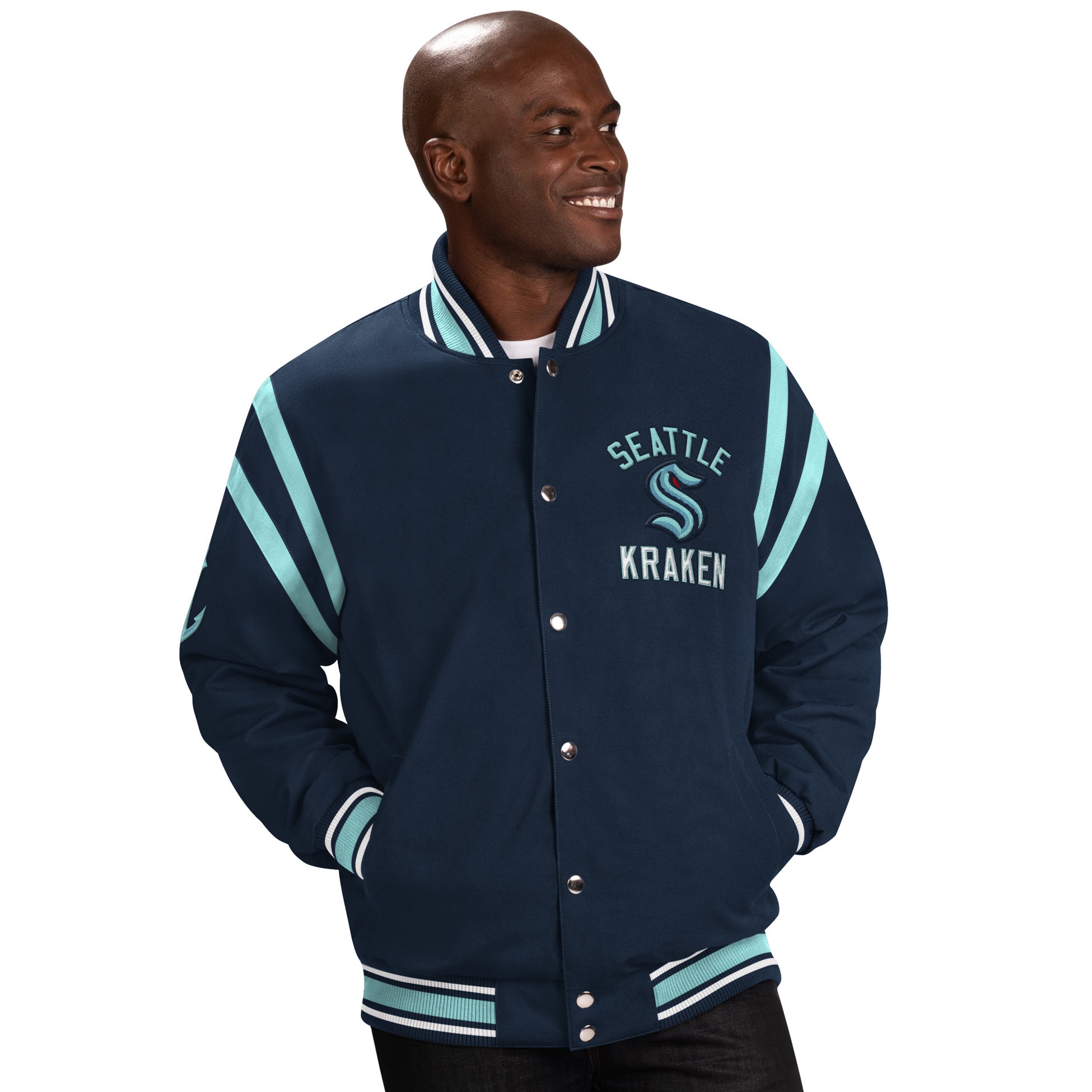 Seattle Kraken G-III Tailback NHL Varsity Jacket Navy view 1