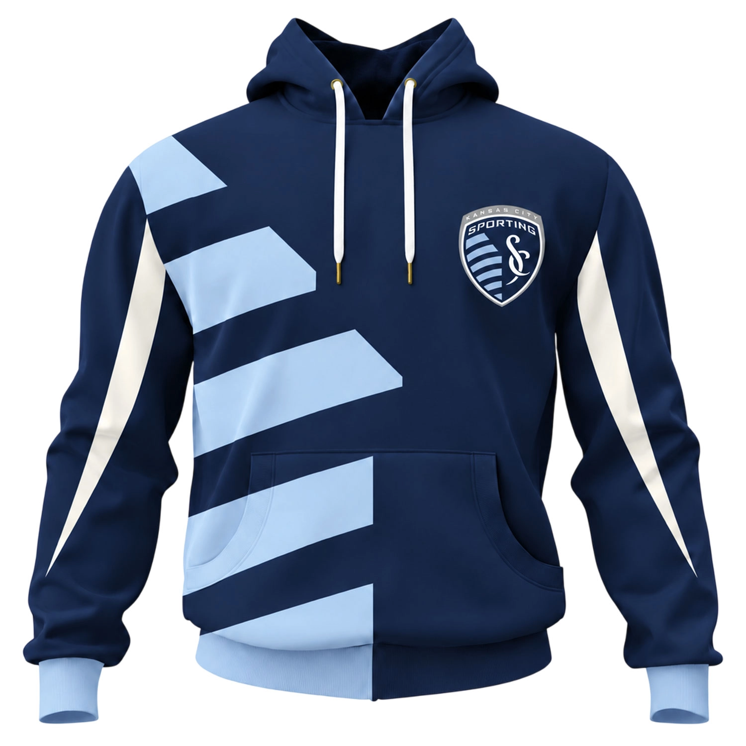Kansas City Soccer Hoodie Bold Navy Light Blue