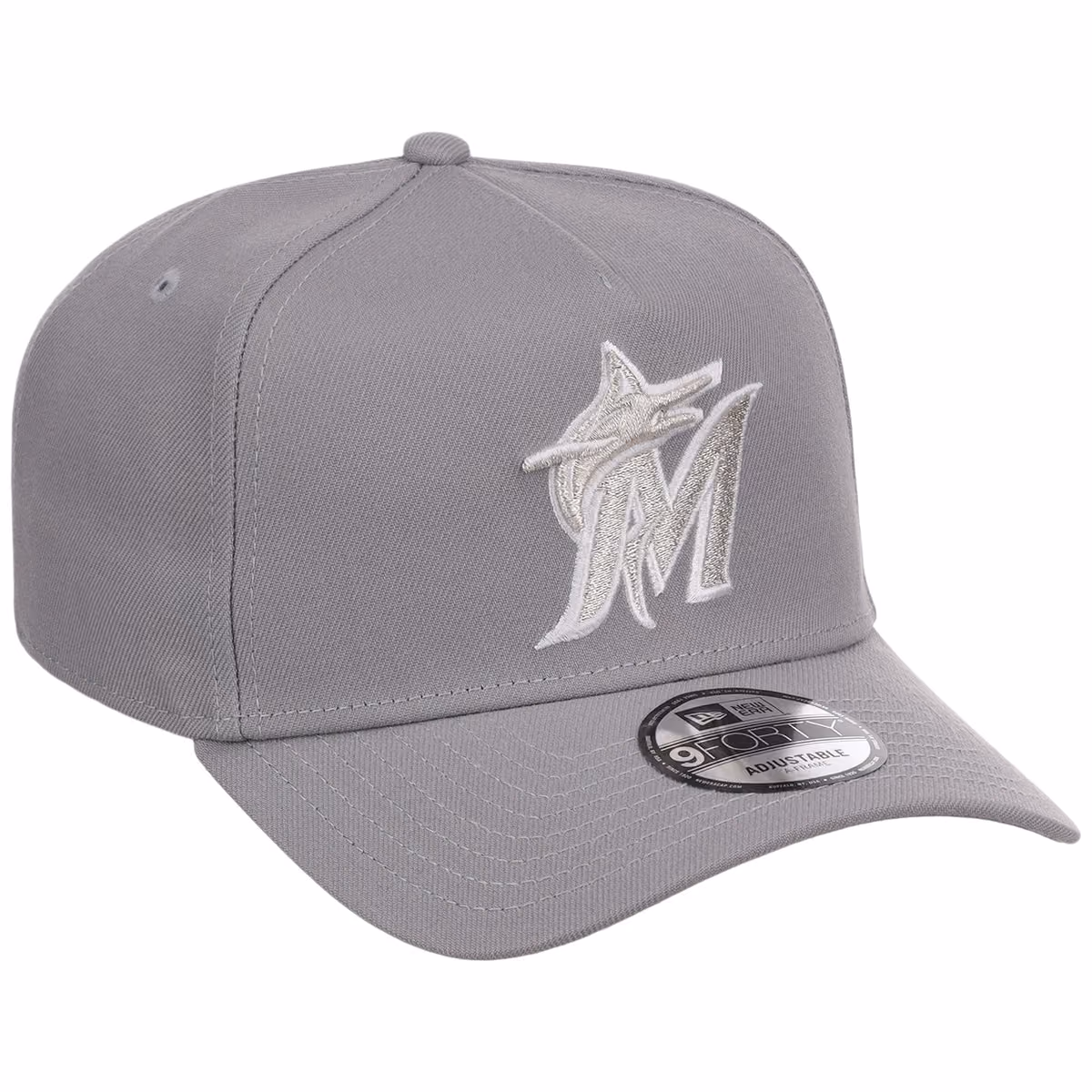 Miami Marlins MLB Gray x White FASHION CORE New Era 9FORTY A-Frame front view