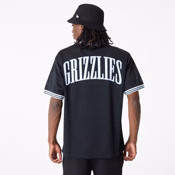 Memphis Grizzlies New Era Oversized NBA Mesh T-Shirt Black view 2