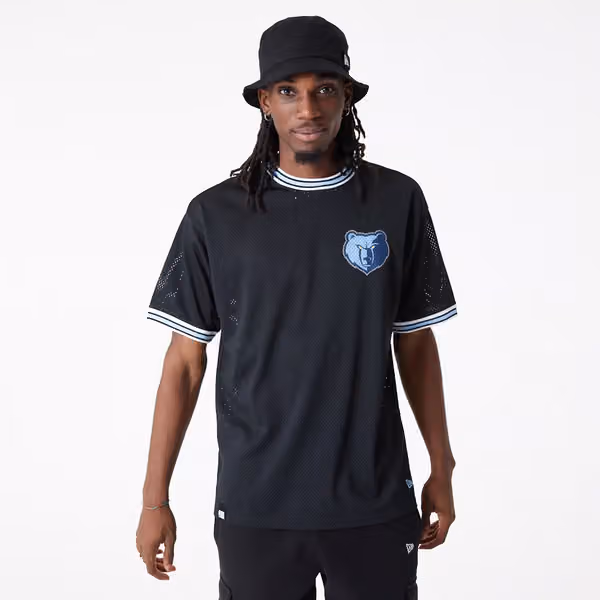 Memphis Grizzlies New Era Oversized NBA Mesh T-Shirt Black view 1