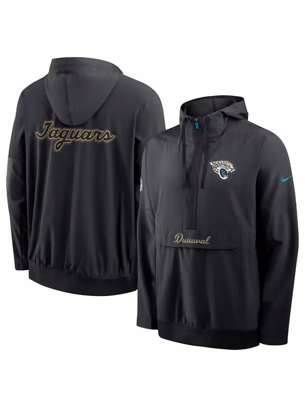 Jacksonville Jaguars 2026 NFL Rivalries Sideline Half-Zip Anorak Jacket Black view 1