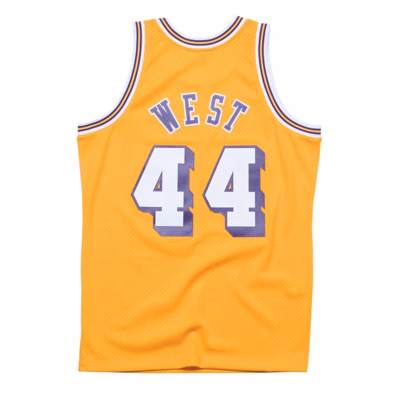 Jerry West #44 Los Angeles Lakers 1971-72 Swingman NBA Jersey Yellow view 2