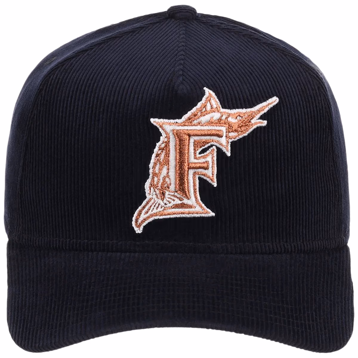 Miami Marlins MLB Navy Cord FASHION CORE New Era 9FORTY A-Frame detail view