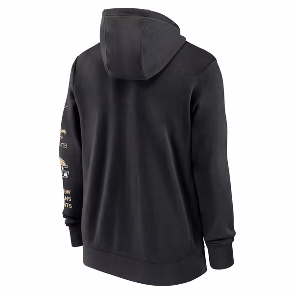 New Orleans Saints Full-Zip Nike Club Fleece Hoodie Black view 3
