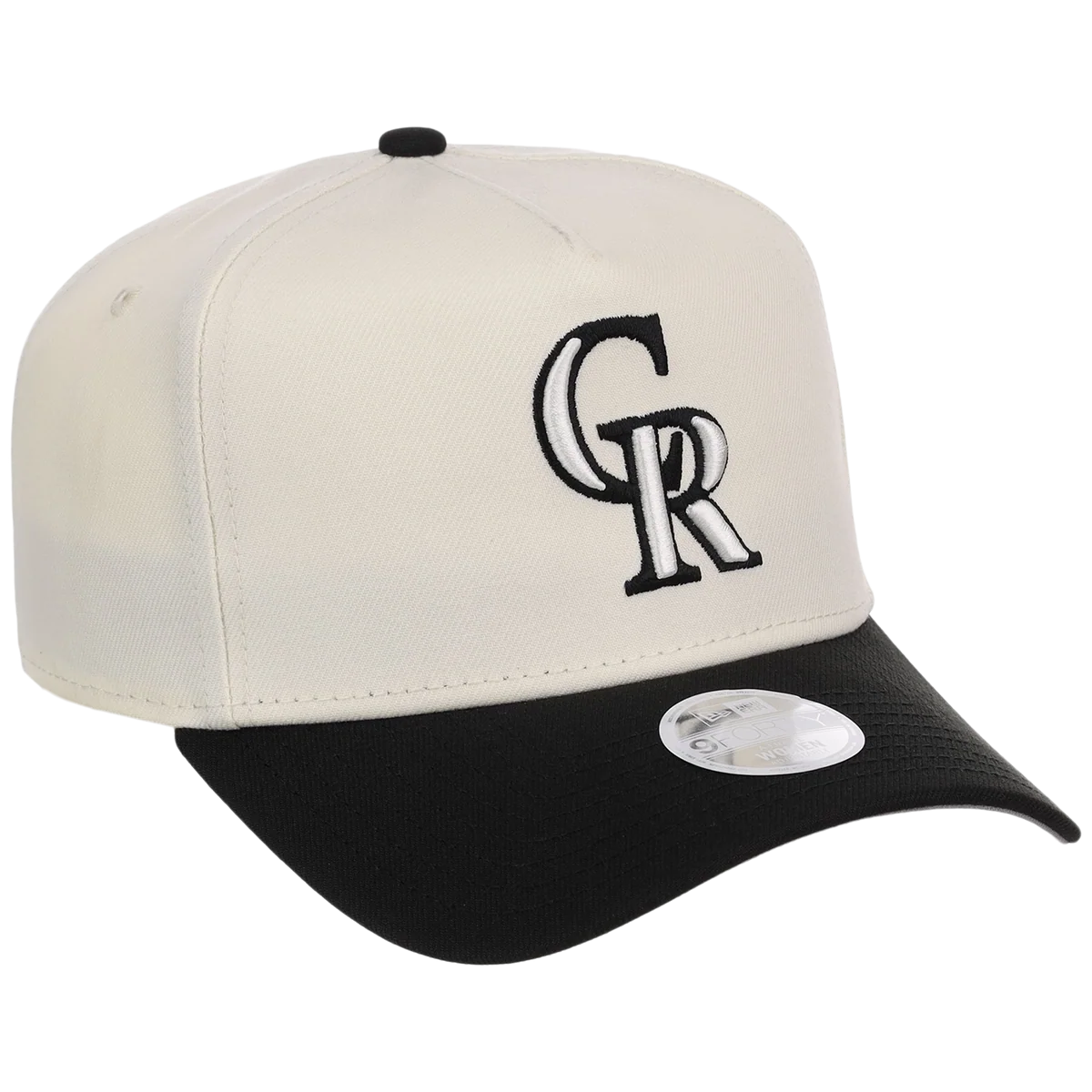 Colorado Rockies Women's New Era 9FORTY Chrome x Black A-Frame front view