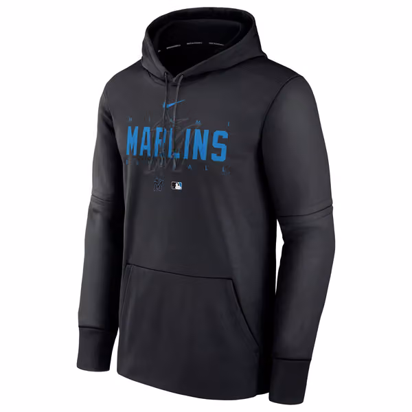 Miami Marlins 2023 MLB Authentic Pregame Nike Therma Hoodie view 1