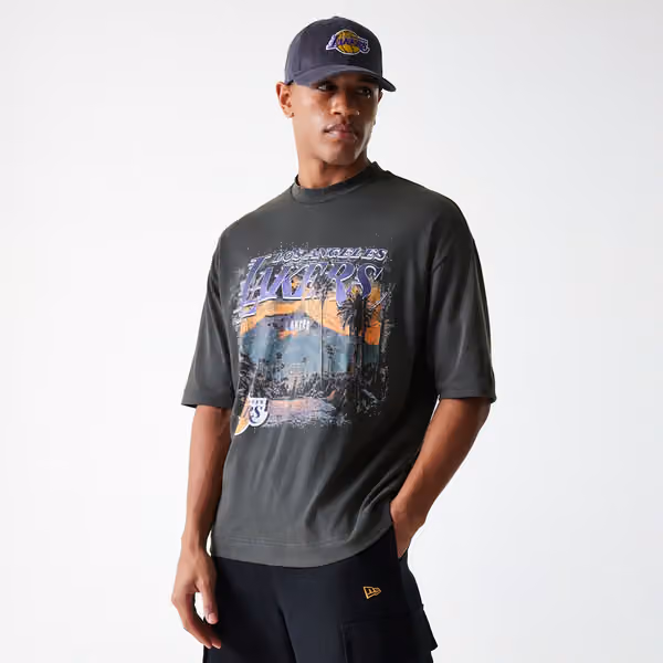 Los Angeles Lakers New Era Washed NBA T-Shirt Dark Gray view 2