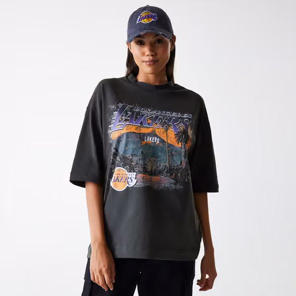 Los Angeles Lakers New Era Washed NBA T-Shirt Dark Gray view 4