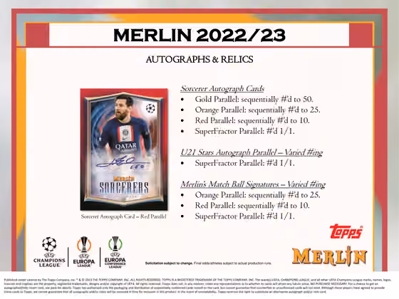 2022/23 Topps Merlin Chrome UEFA Club Competitions Soccer Hobby Box view 6