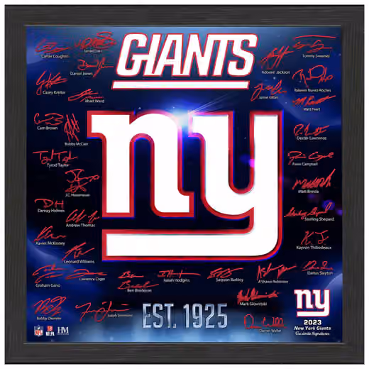 New York Giants 2023/24 Signature Team Logo Framed NFL Photo view 1