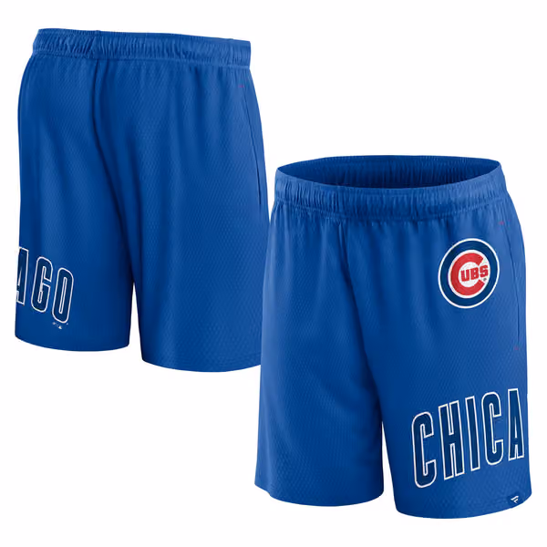 Chicago Cubs Clincher Fanatics MLB Mesh Shorts Blue view 1