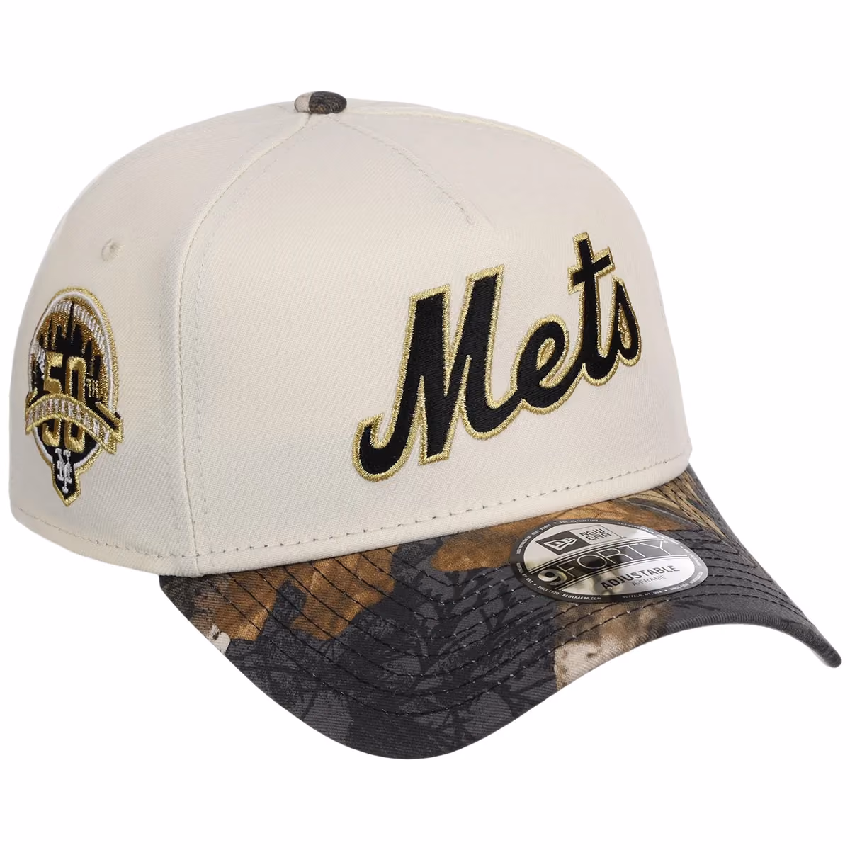 New York Mets MLB Black Realtree Chrome New Era 9FORTY front view