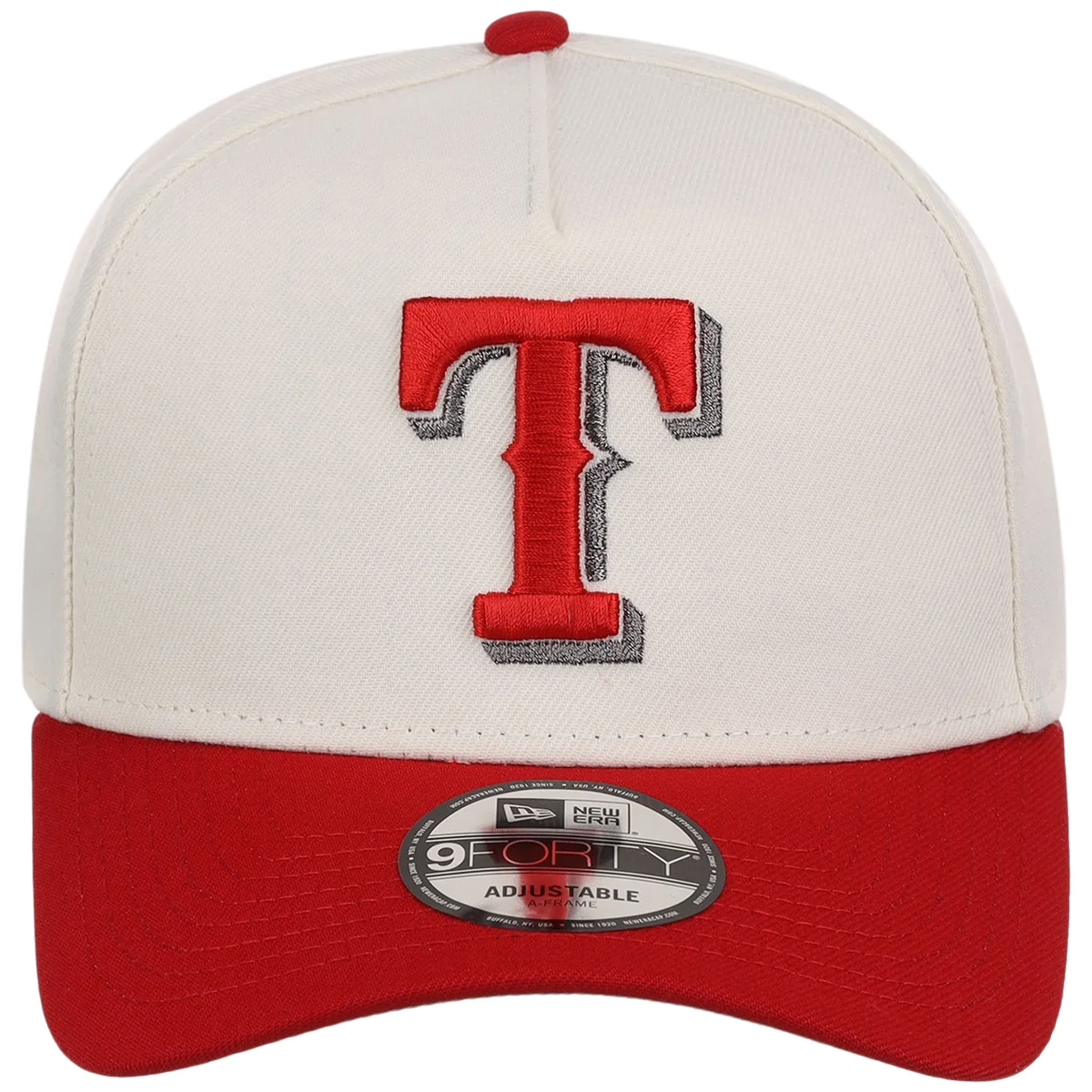 Texas Rangers MLB Chrome x Red FASHION CORE New Era 9FORTY A-Frame detail view