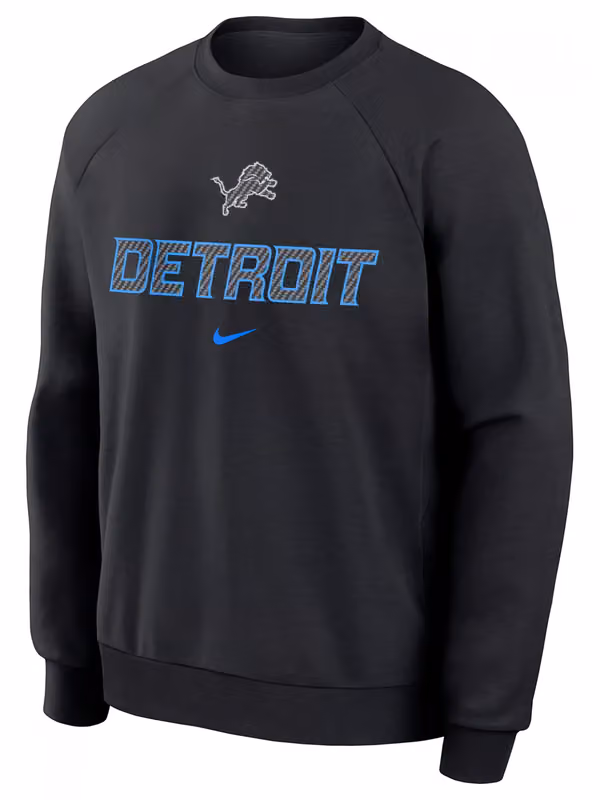 Detroit Lions 2026 NFL Rivalries Dri-FIT Crewneck Pullover Black view 2