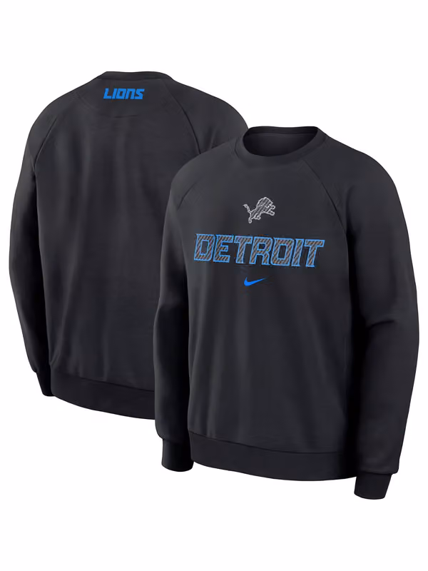 Detroit Lions 2026 NFL Rivalries Dri-FIT Crewneck Pullover Black view 1