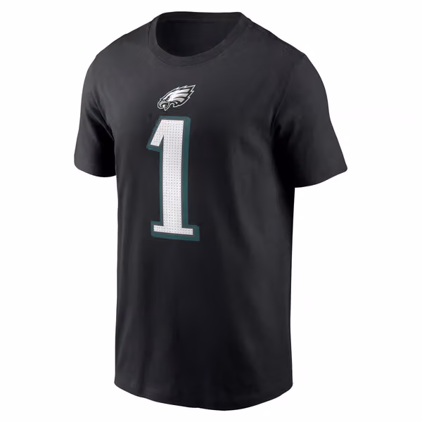 Jalen Hurts #1 Philadelphia Eagles Nike Player NFL T-Shirt Black view 2