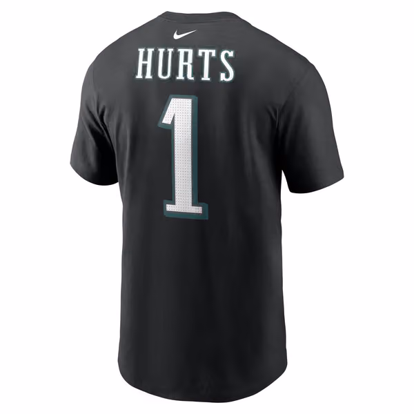 Jalen Hurts #1 Philadelphia Eagles Nike Player NFL T-Shirt Black view 3