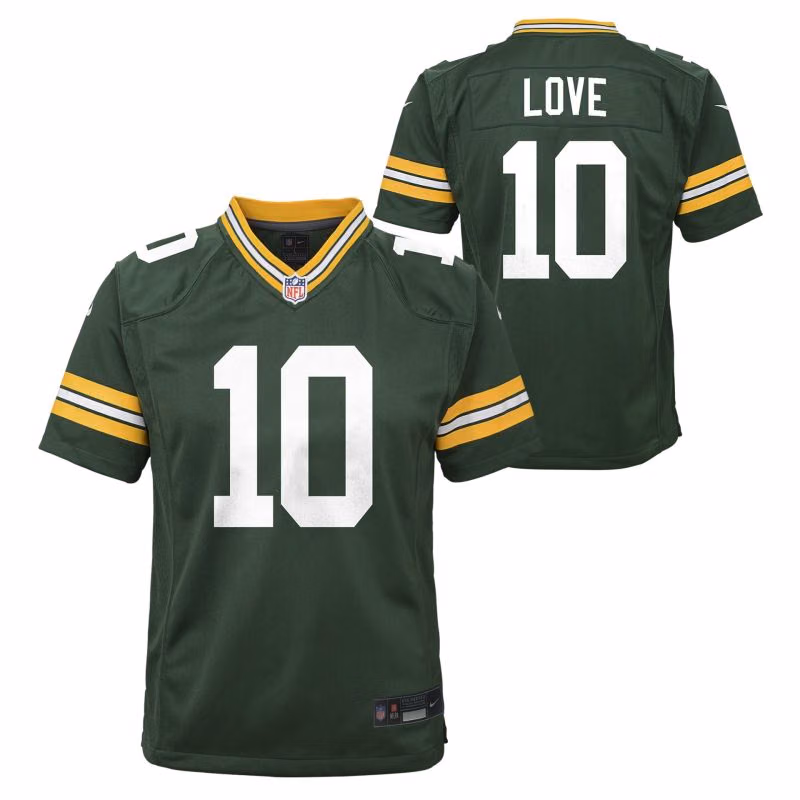 Jordan Love #10 Green Bay Packers Game NFL Jersey Green (YOUTH) view 1