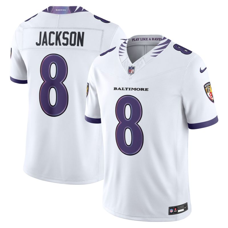Lamar Jackson #8 Baltimore Ravens 2026 Stitched Limited NFL Jersey White view 1