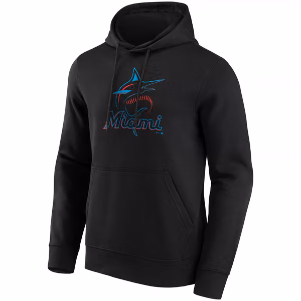 Miami Marlins Crest Logo Fanatics MLB Hoodie Black view 1