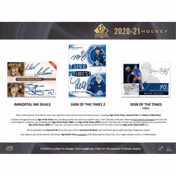 2020/21 Upper Deck SP Authentic NHL Hockey Hobby Box view 3