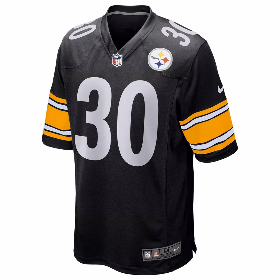 James Conner #30 Pittsburgh Steelers Nike Game NFL Football Jersey Black view 2
