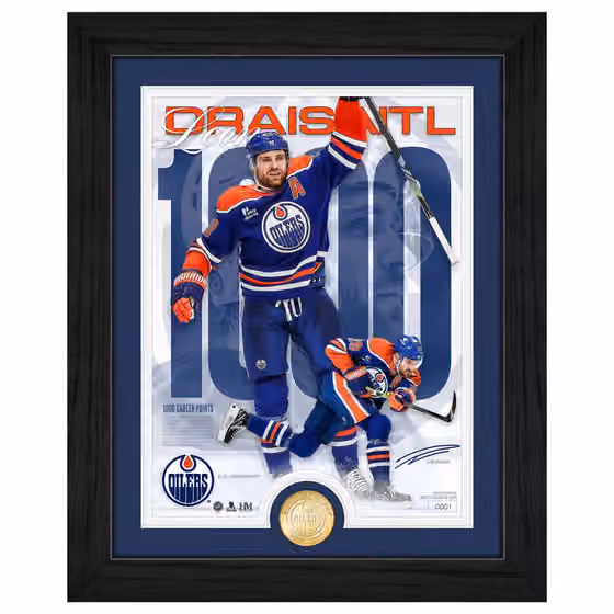 Leon Draisaitl Edmonton Oilers 1000 Points Bronze Coin NHL Photo Frame view 1