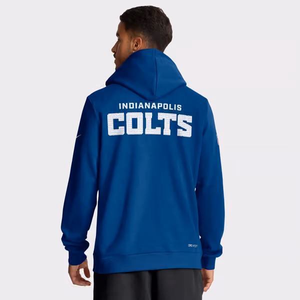 Indianapolis Colts 2025 NFL Sideline Standard Issue Hoodie Blue view 3