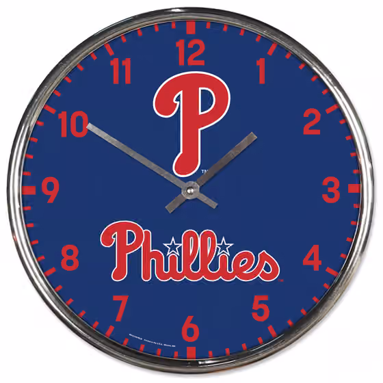 Philadelphia Phillies Chrome MLB Team Design Wall Clock view 1