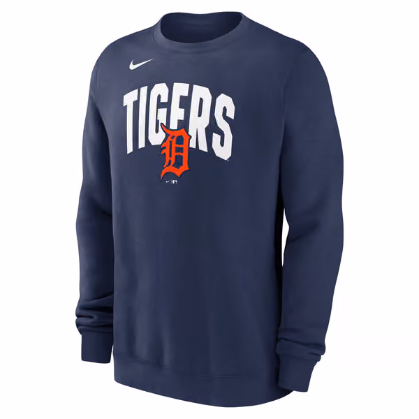 Detroit Tigers Club Fleece MLB Pullover Crew Navy view 1