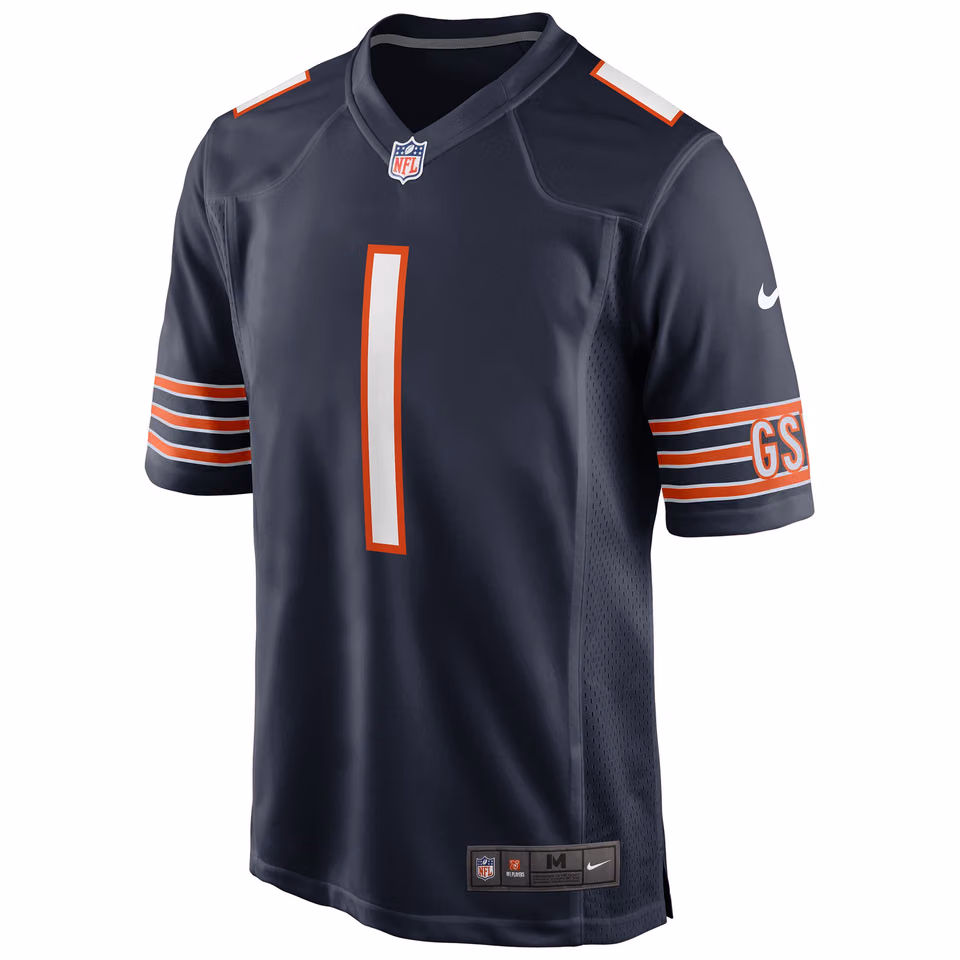 Justin Fields #1 Chicago Bears Nike Game NFL Football Jersey Navy view 2