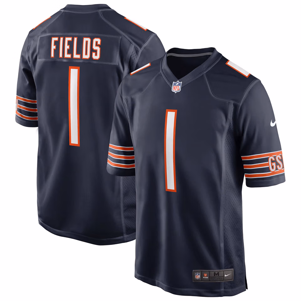 Justin Fields #1 Chicago Bears Nike Game NFL Football Jersey Navy view 1