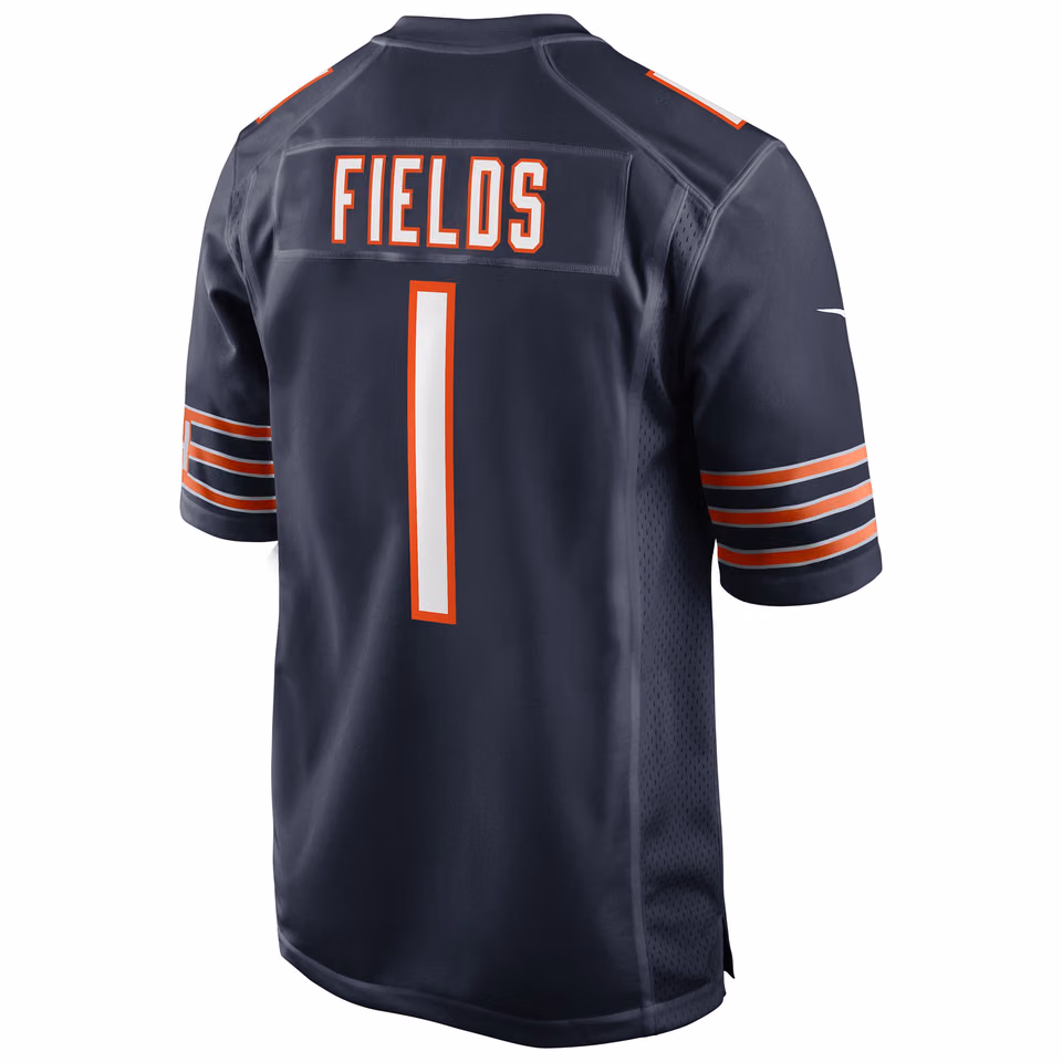Justin Fields #1 Chicago Bears Nike Game NFL Football Jersey Navy view 3