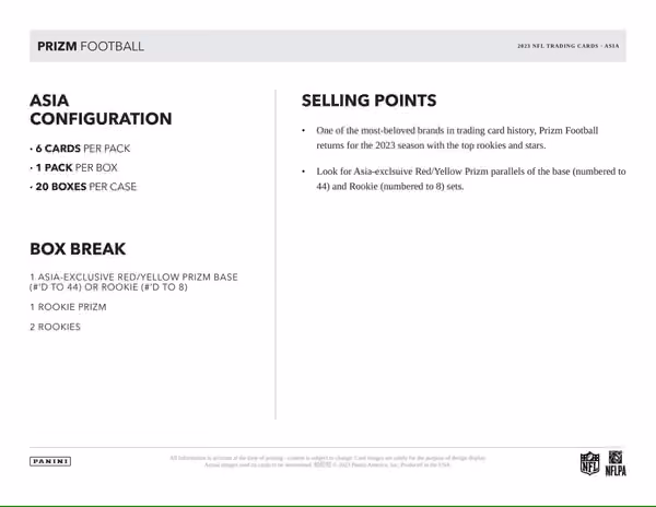 2023 Panini Prizm Football NFL Asia Box view 3