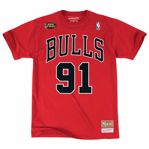 Dennis Rodman #91 Chicago Bulls Mitchell & Ness NBA T-Shirt Red view 1