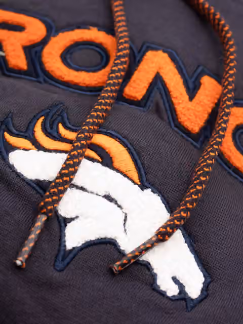 Denver Broncos Felt Logo Throwback NFL Hoodie Navy view 3