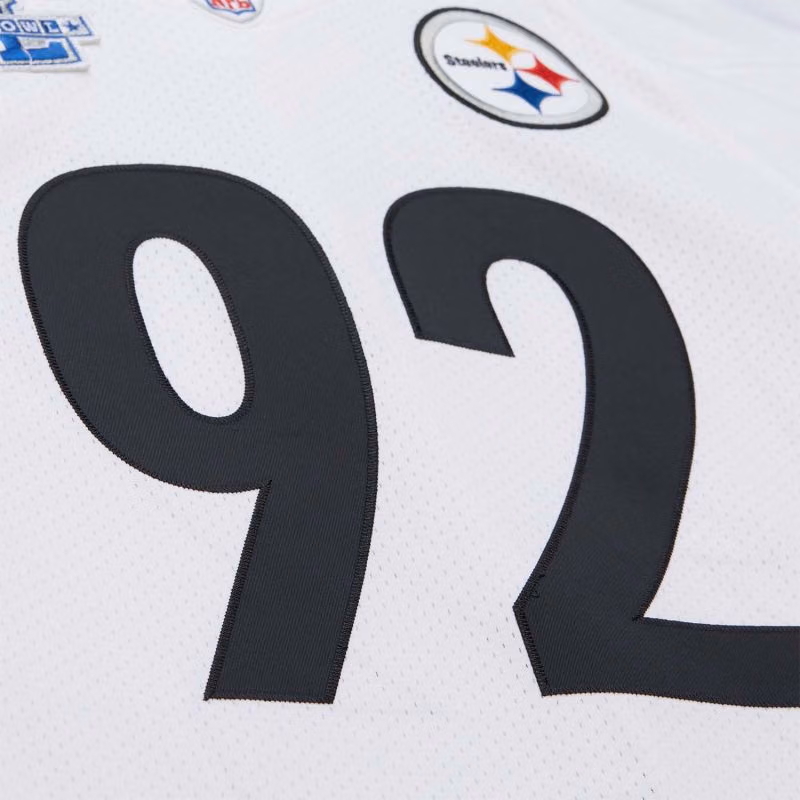 James Harrison #92 Pittsburgh Steelers 2005 Authentic Throwback NFL Jersey White view 4