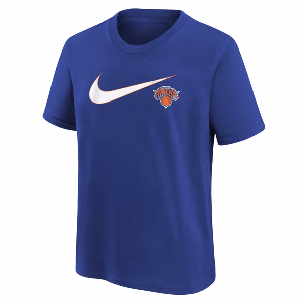 New York Knicks Nike Swoosh Logo NBA T-Shirt Blue (YOUTH) view 2