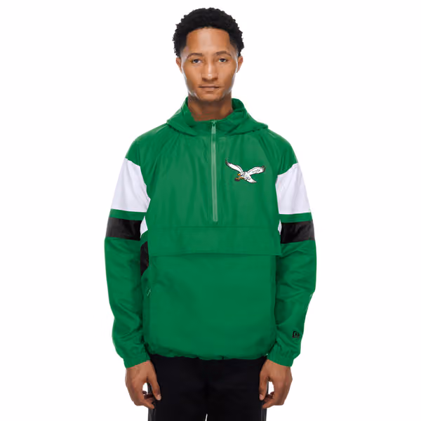Philadelphia Eagles NFL Quarter Zip Windbreaker Jacket Green view 1