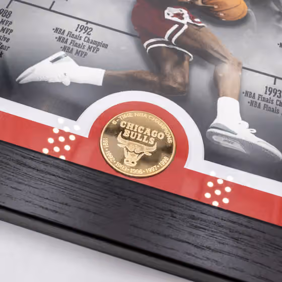 Michael Jordan Chicago Bulls Playing Career Bronze Coin Framed NBA Photo view 2