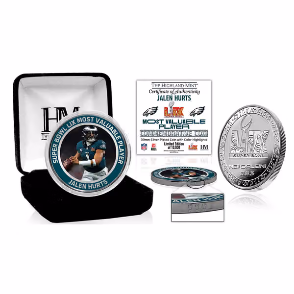 Jalen Hurts Super Bowl LIX MVP Silver Commemorative Coin view 1