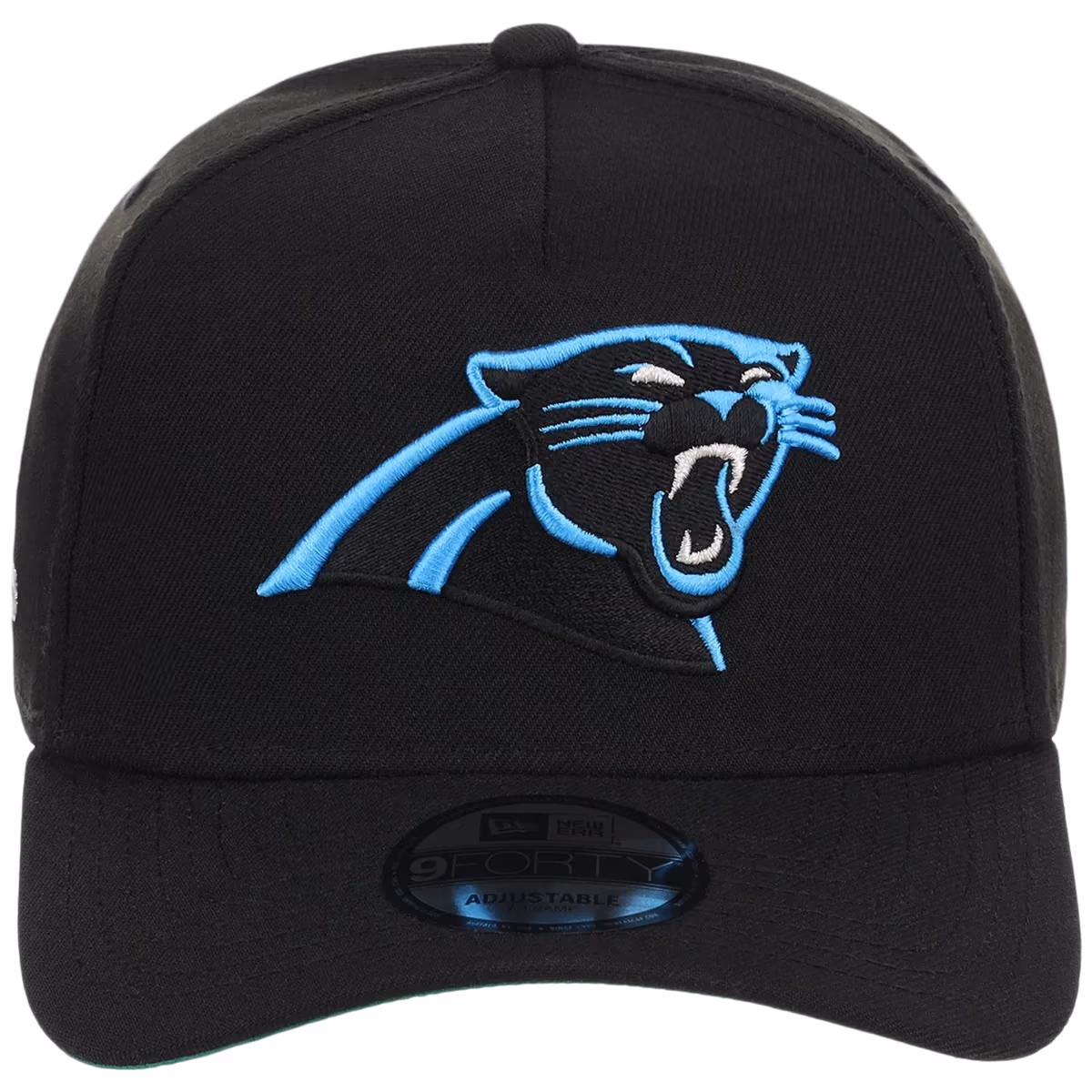 Carolina Panthers NFL Black Dome New Era 9FORTY A-Frame detail view