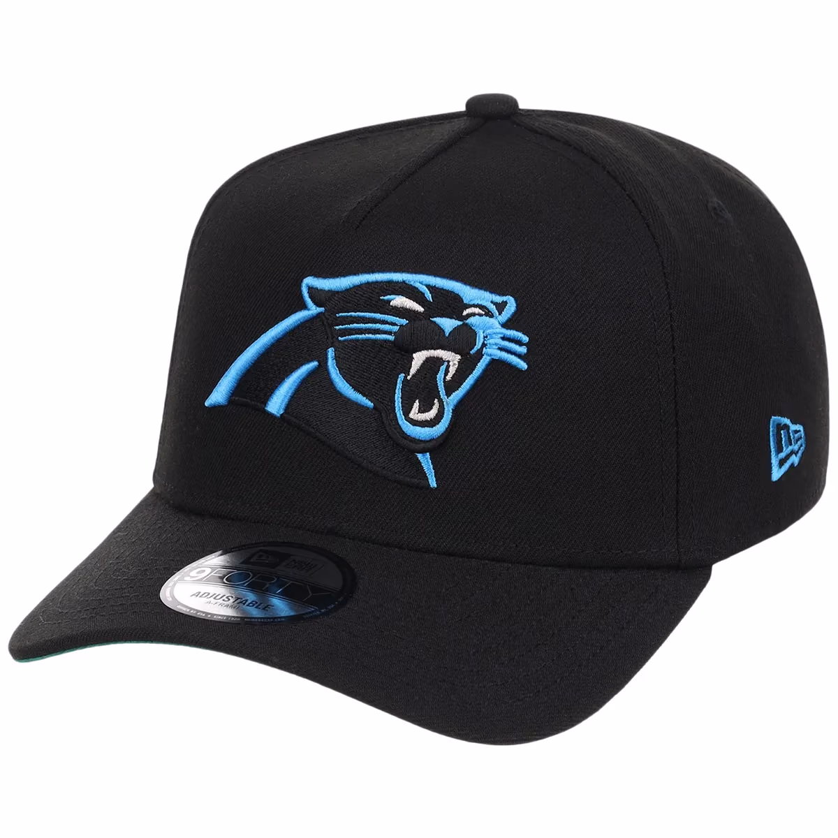 Carolina Panthers NFL Black Dome New Era 9FORTY A-Frame detail view