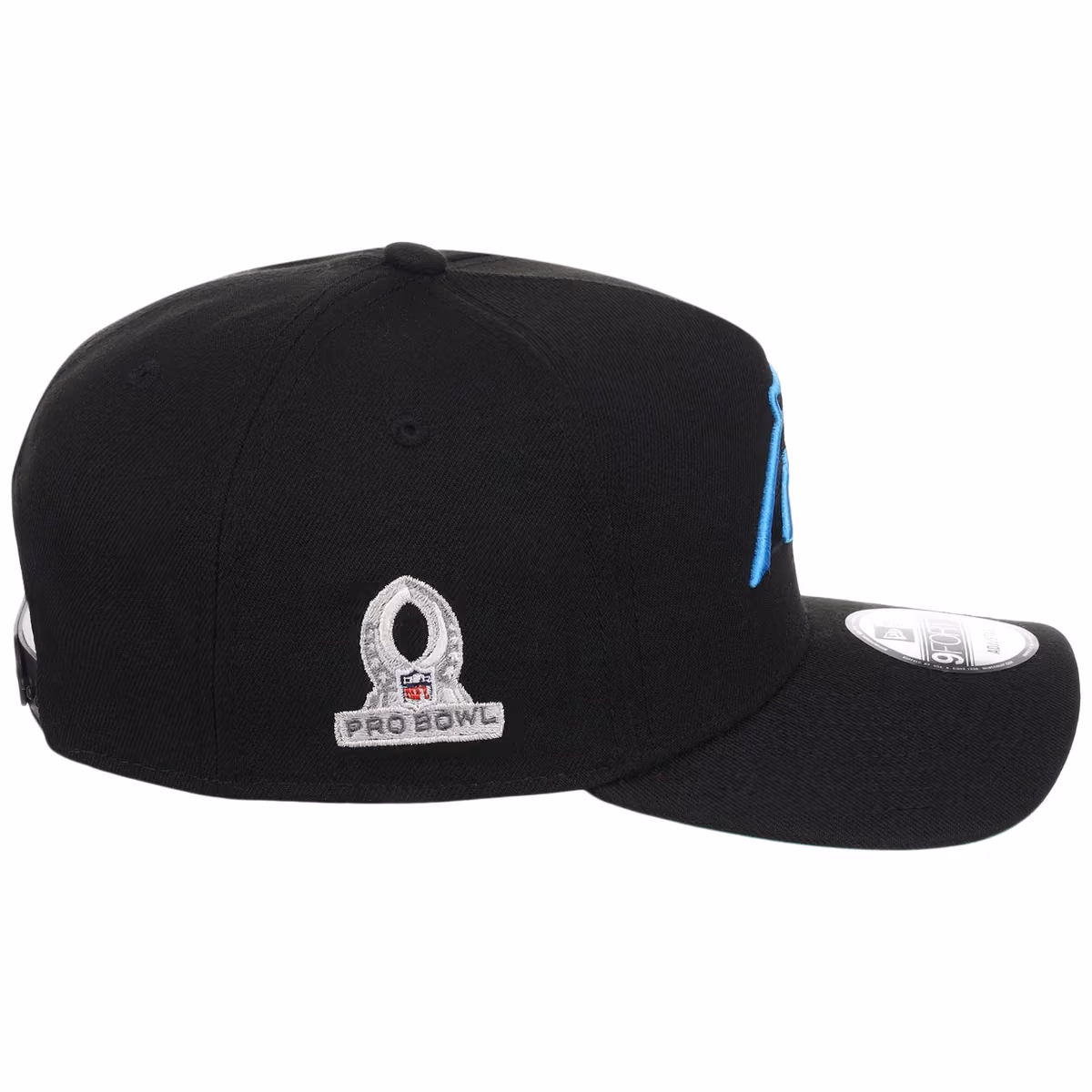 Carolina Panthers NFL Black Dome New Era 9FORTY A-Frame detail view
