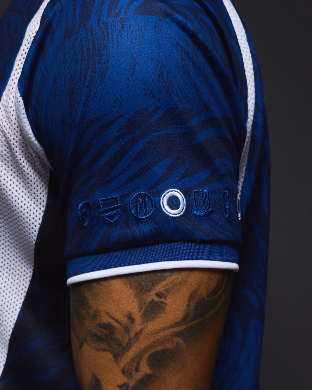Jersevo Custom Personalized The Drog Jersey (The Blues) left sleeve detail