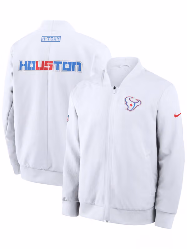 Houston Texans 2026 NFL Rivalries Sideline Bomber Jacket White view 1