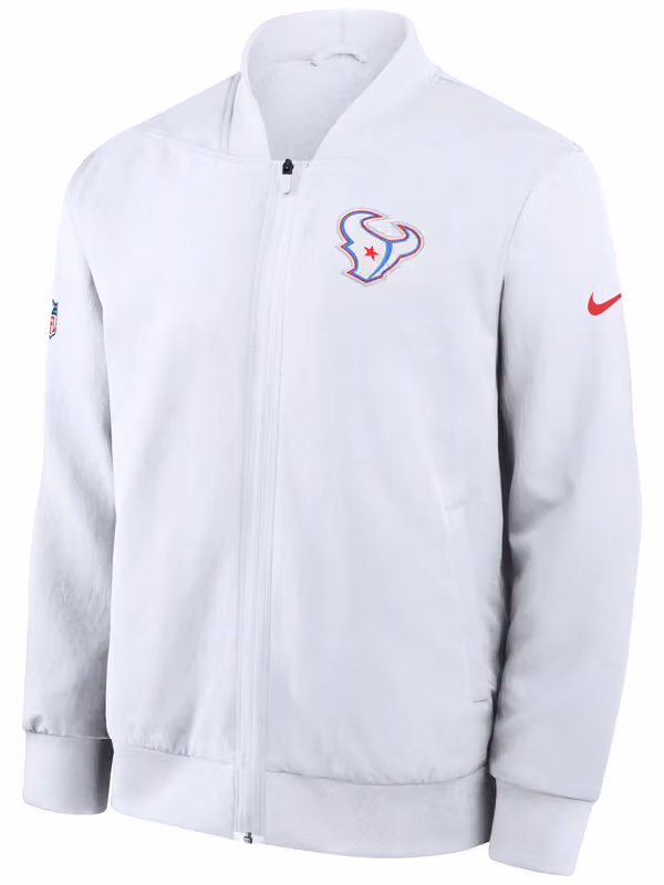 Houston Texans 2026 NFL Rivalries Sideline Bomber Jacket White view 2