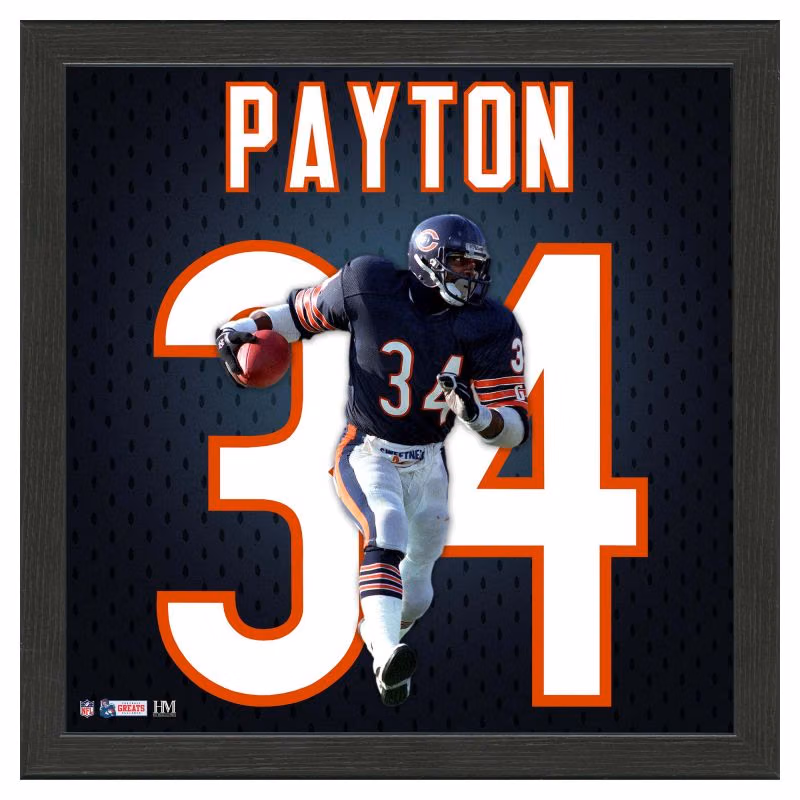 Walter Payton #34 Chicago Bears Impact Jersey Framed NFL Photo view 1
