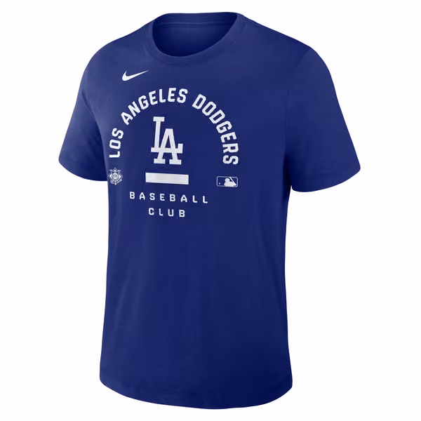 Los Angeles Dodgers Early Work 2026 MLB Authentic Tri-Blend T-Shirt Blue view 1